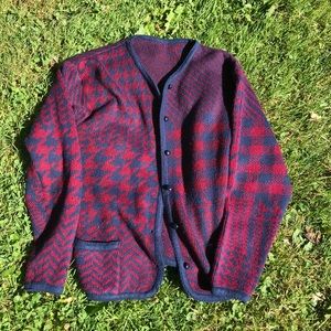Vintage Red and Blue Cardigan